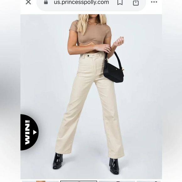Princess Polly UPTOWN CORD PANT BEIGE size 8 - Picture 15 of 16
